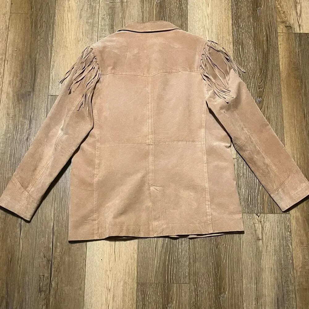 VTG Scully Suede Leather Fringe Jacket Mens XL Tan Western Cowboy Rodeo Biker - Picture 5 of 11